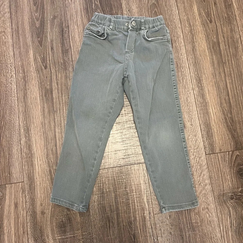 Zara Boys Green Gray Jogger Jeans Size 6 Elastic Waist